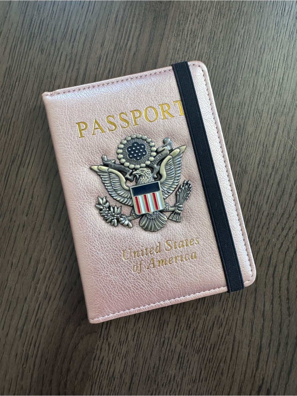 NEVER USED Pink Passport Wallet with Emblem